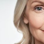 Close up of half of an older woman's face