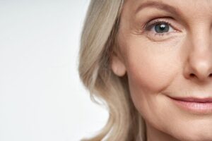 Close up of half of an older woman's face